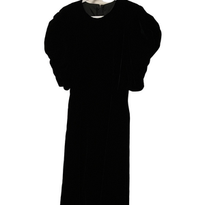 Vintage Algo Black Puffy Sleeve Velvet Type Dress Size 9